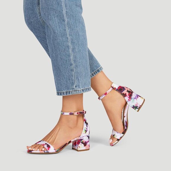 Dream Pairs Women Floral Opened Toe Chunky Block Heel Ankle Strap Sandals Shoes - Picture 6 of 8